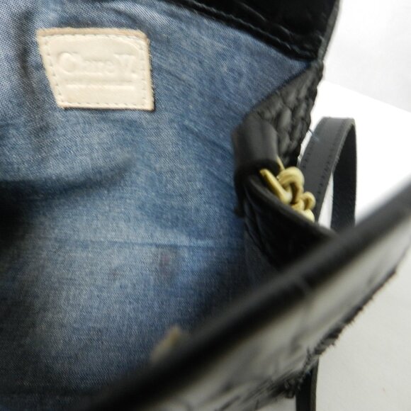 Clare V. Simple Tote Bebe Black Croc-Embossed Leather Mini Crossbody Bag Tote - Picture 13 of 14